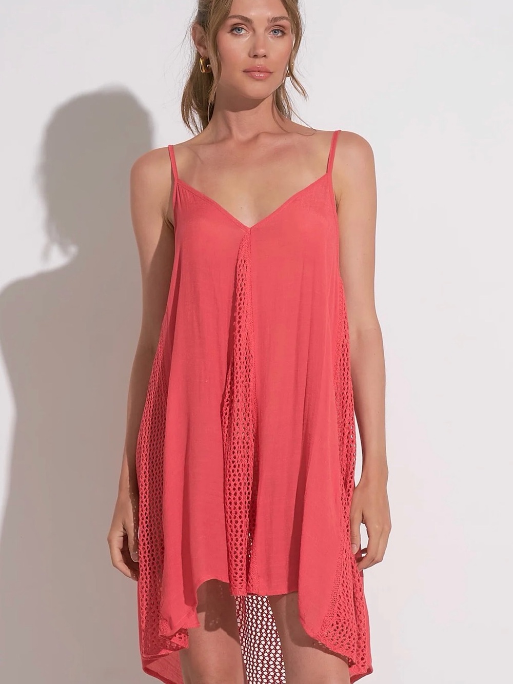 Elan Coral coverup slip dress
